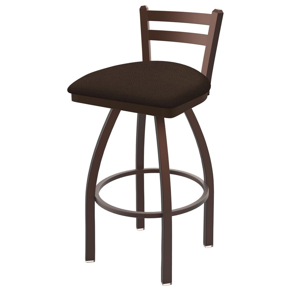 Holland Bar Stool 411 Jackie 25" Low Back Swivel Counter Stool with Bronze and Rein Coffee Seat, , large