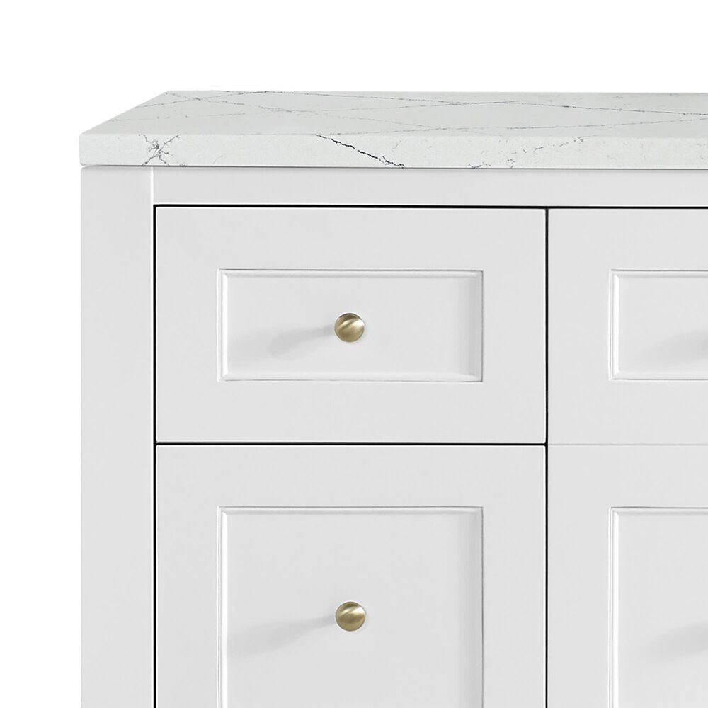 James Martin Vanities Breckenridge 60&quot; Single Bathroom Vanity in Bright White with 3 cm Ethereal Noctis Quartz Top and Rectangular Sink, , large