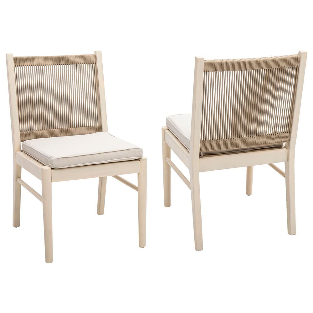 Hearth and Haven Cordoba Outdoor Dining Chair with Yellow Rope in Beige (Set of 2), , large