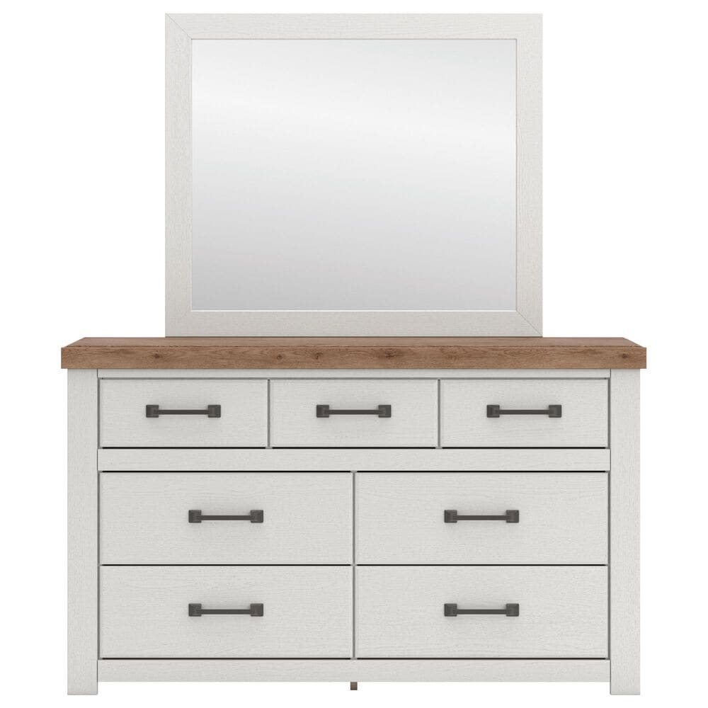 Ashley Savonport 4 Piece Full Storage Bedroom Set in White and Brown, , large