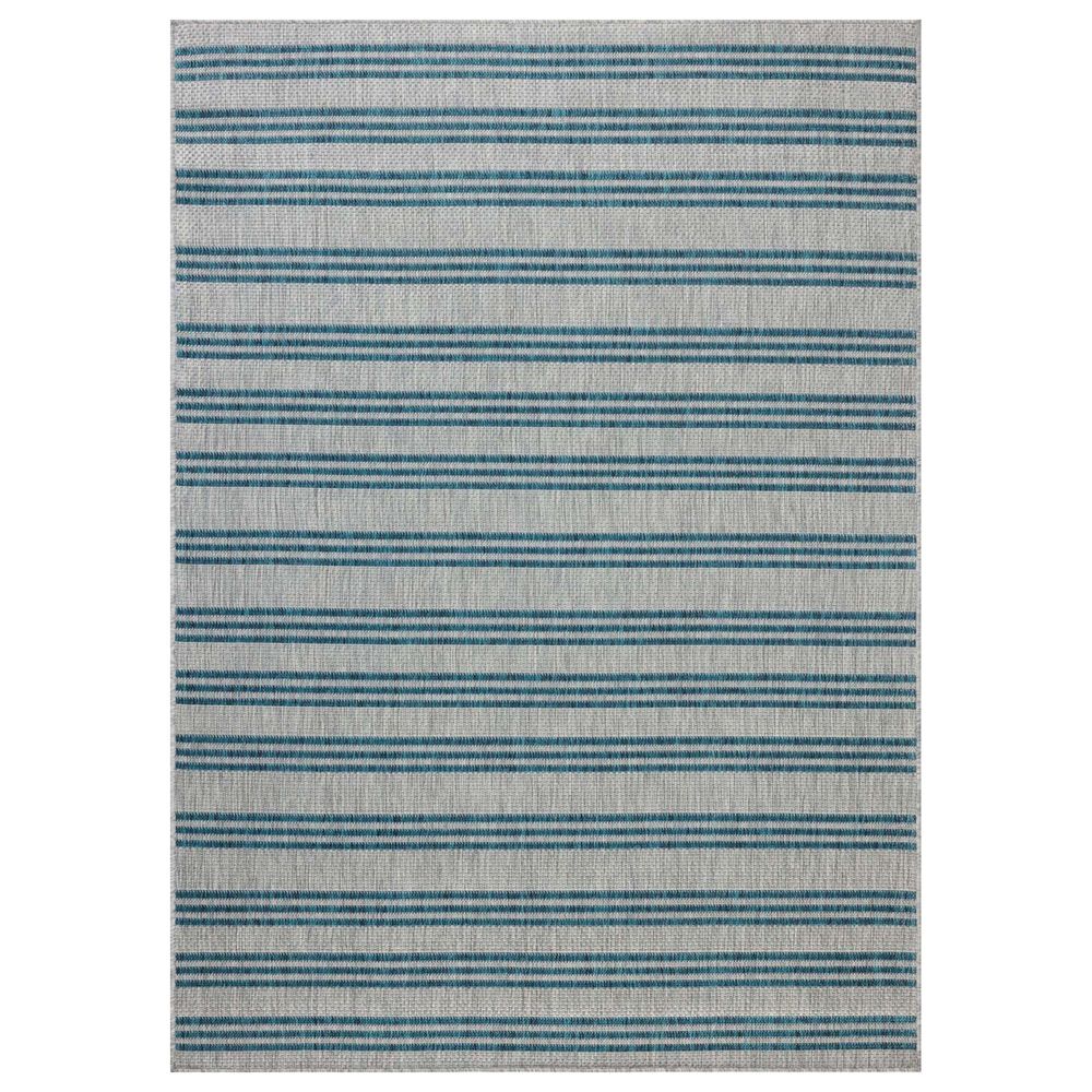 Loloi Easton Teal and Fog 4&#39; x 6&#39; Indoor/Outdoor Area Rug, , large