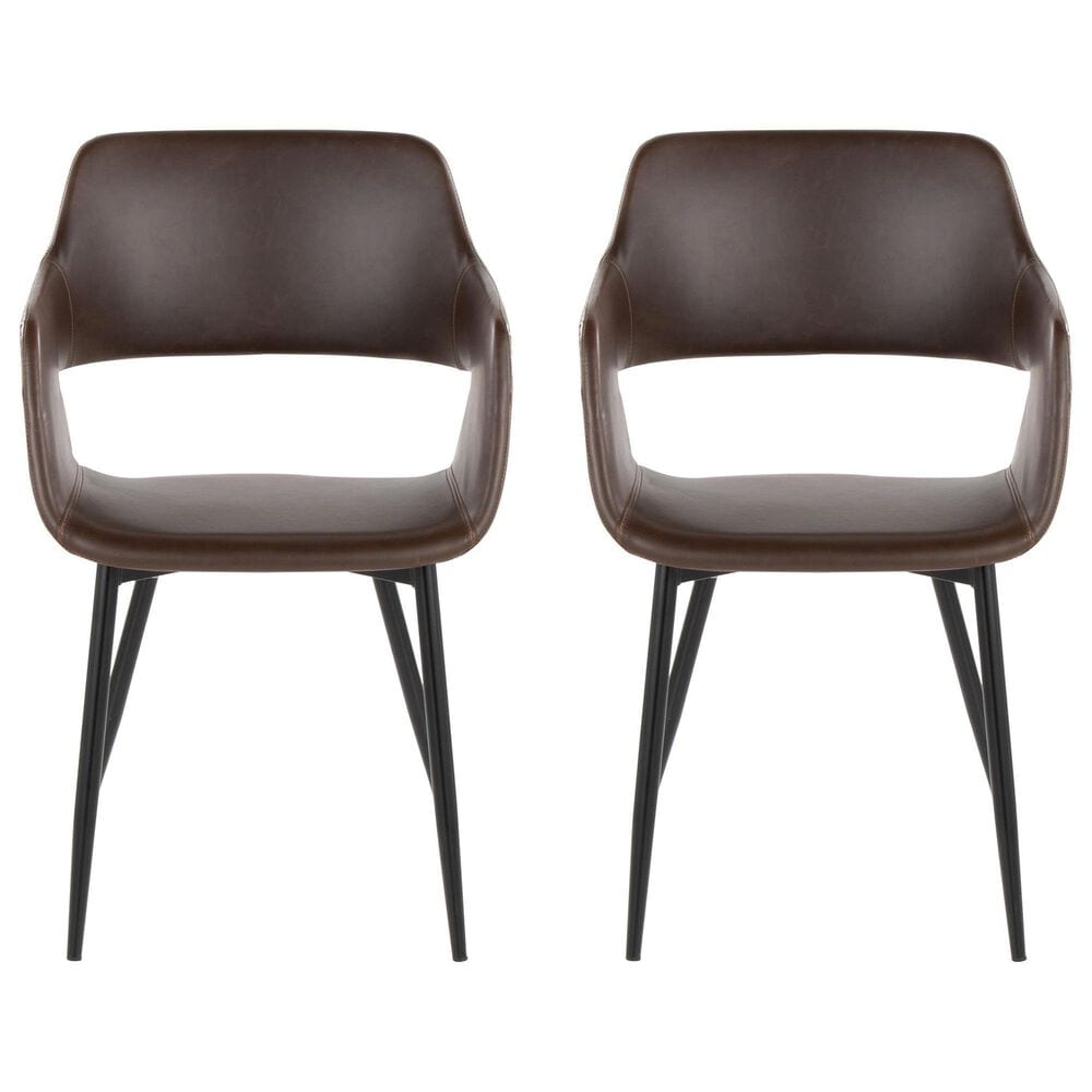 LumiSource Margarite Contemporary Dining/accent Chair in Black Metal and Espresso Faux Leather by LumiSource - Set of 2, , large