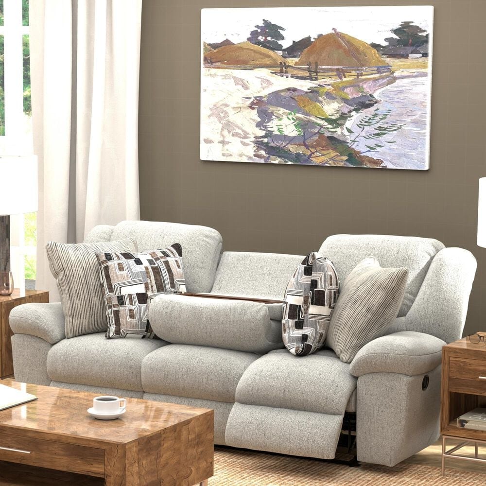 Catnapper Trifecta Manual Reclining Sofa with Drop Down Table in Nature, , large