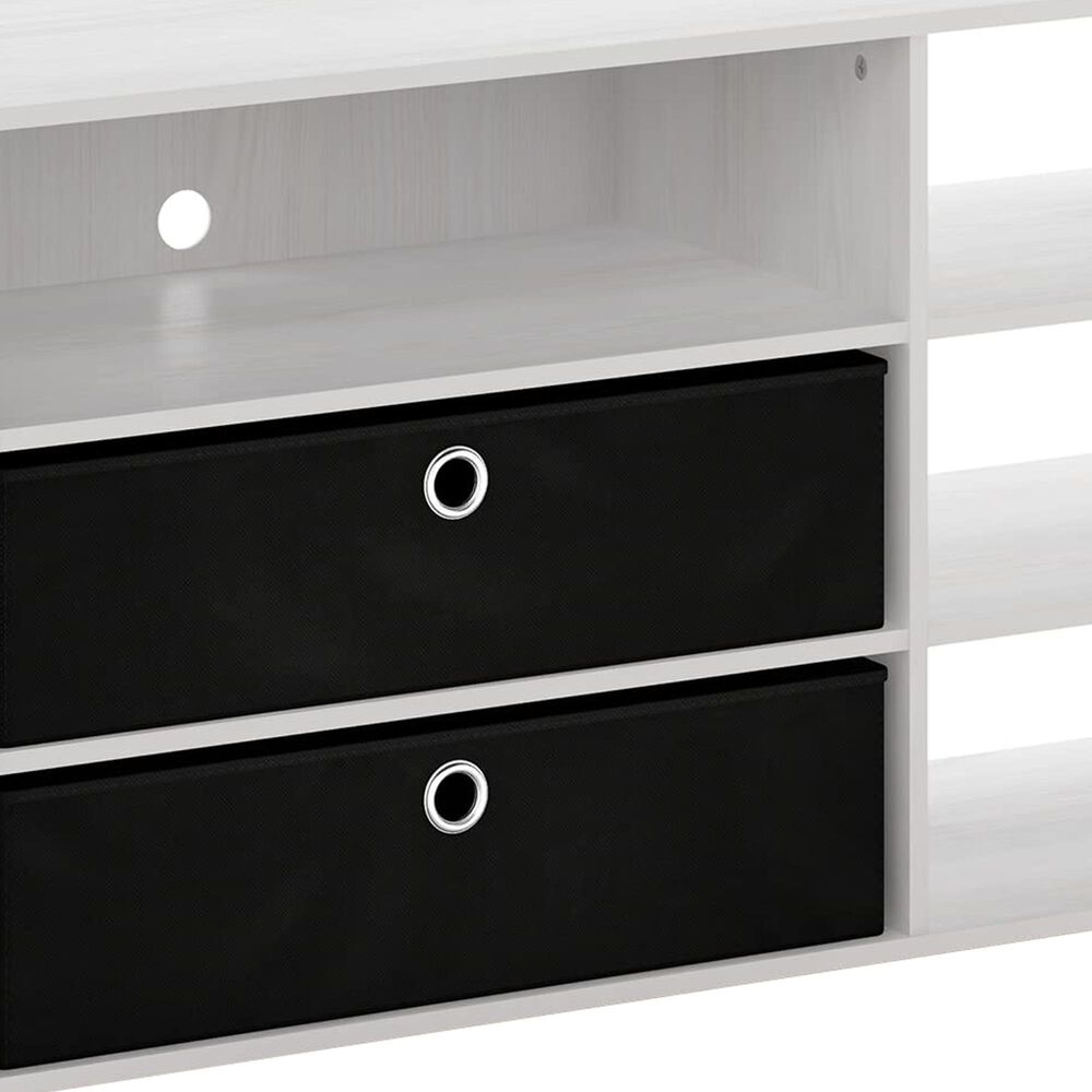 HOMLUX 46.6" Simple Design TV Stand with Bins in White Oak, Stainless Steel and Black, , large