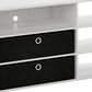 HOMLUX 46.6" Simple Design TV Stand with Bins in White Oak, Stainless Steel and Black, , large