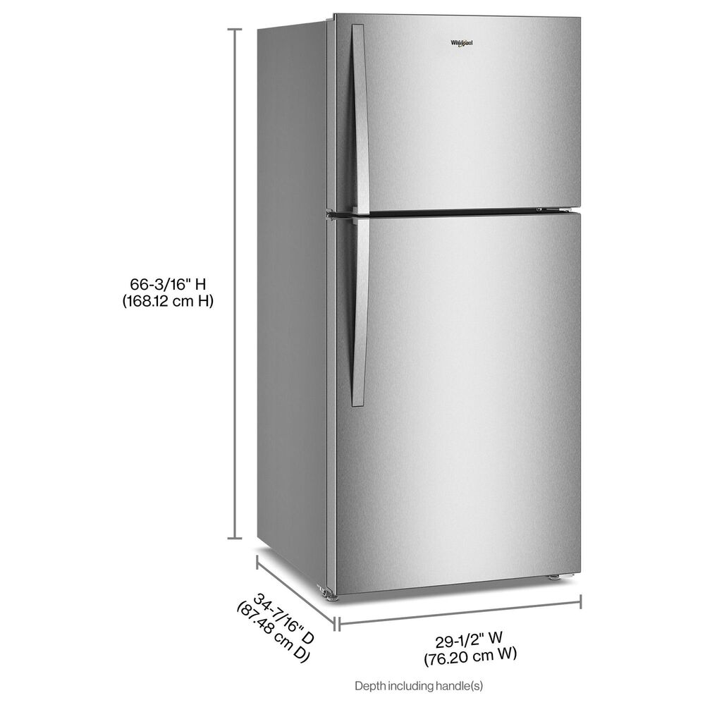 Whirlpool 19 Cu. Ft. Top Freezer Refrigerator with Garage Ready in Fingerprint-Resistant Stainless Steel, , large