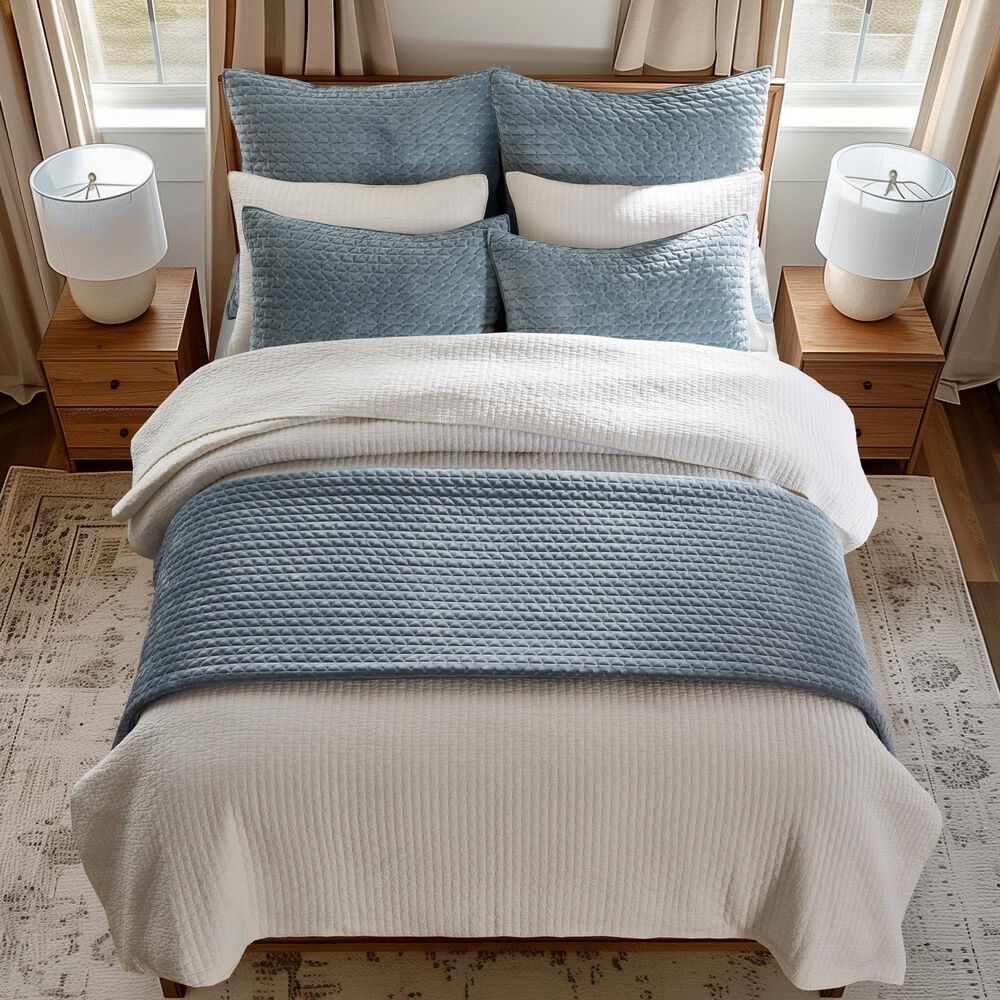 Levtex Velvet Stitch 3-Piece Full/Queen Quilt Set in Chambray, , large