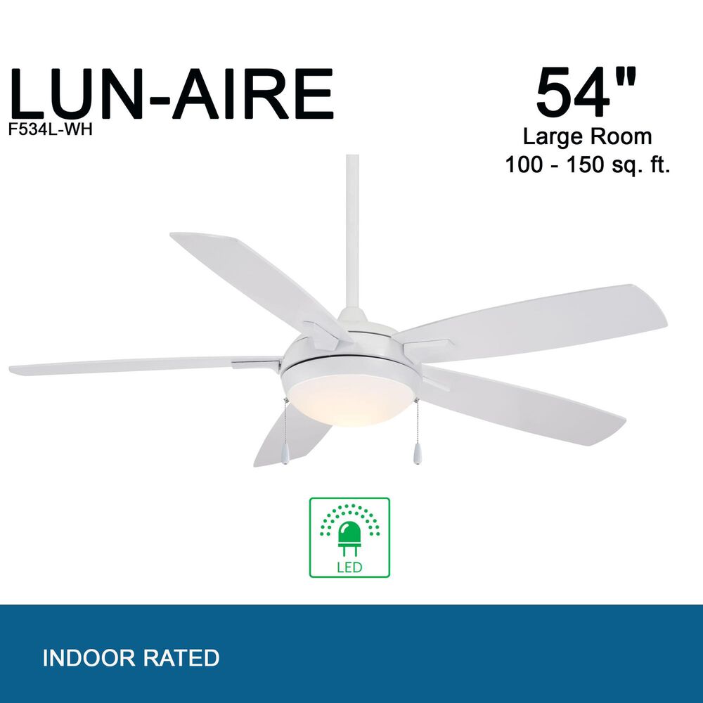 Minka-Aire Lun Aire 54" Ceiling Fan with LED Light in White, , large