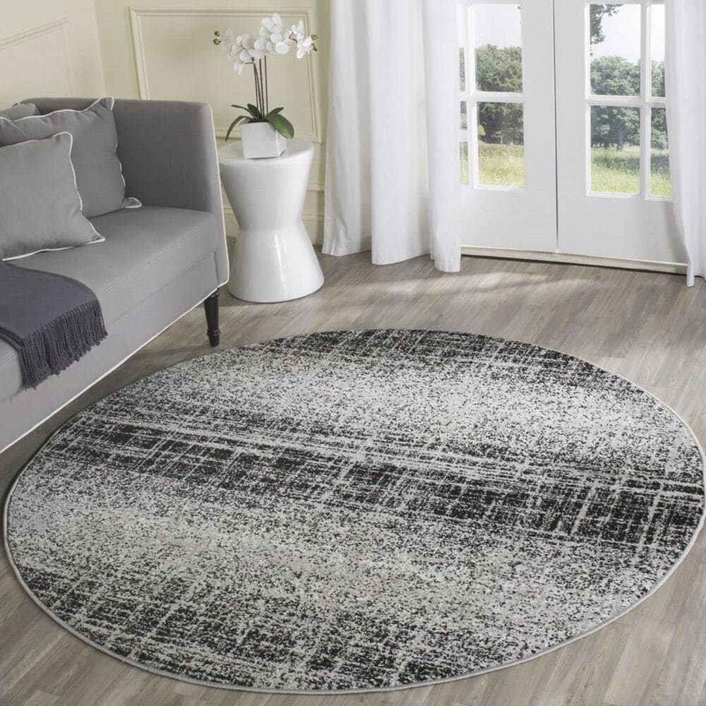 Safavieh Adirondack ADR116A 4" Round Silver and Black Area Rug, , large