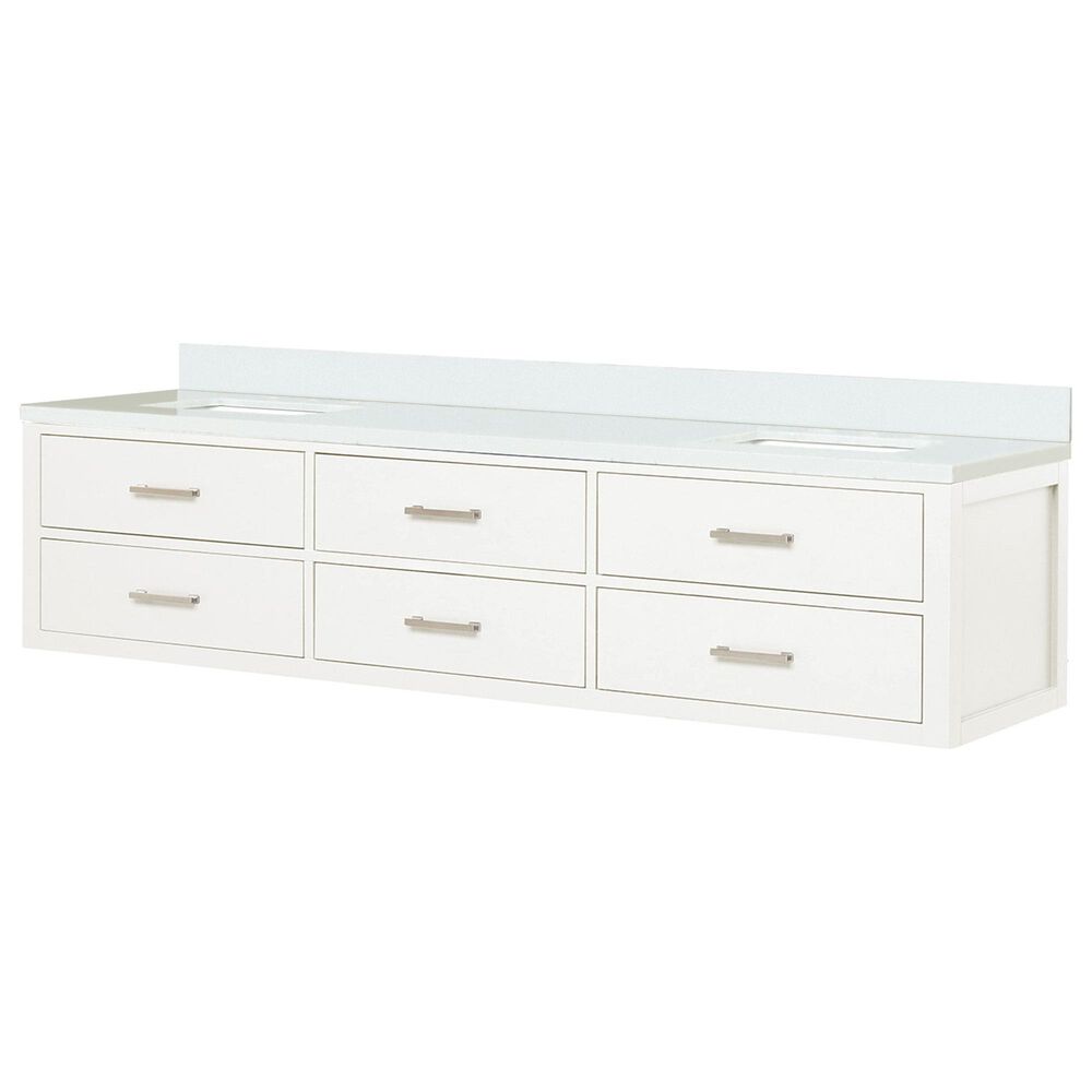 Lexora Home Castor 80" Double Bathroom Vanity in White with 2 cm White Quartz Top and Rectangular Sinks, , large