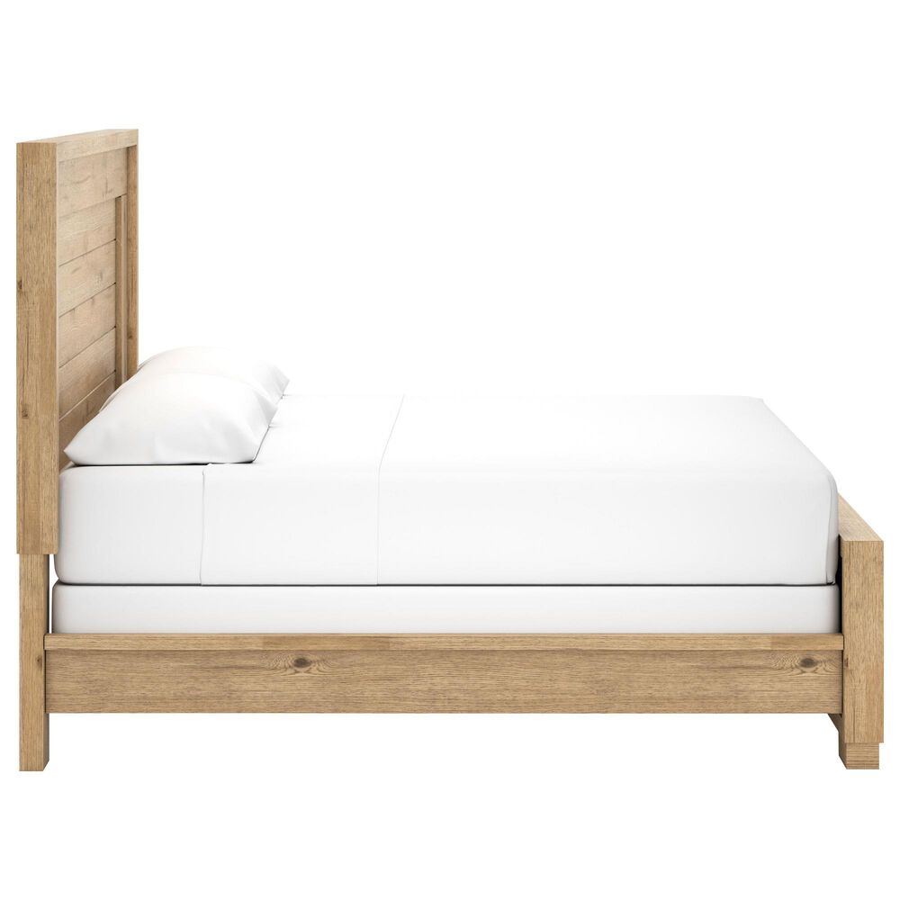 Ashley Galliden King Panel Bed in Light Brown, , large