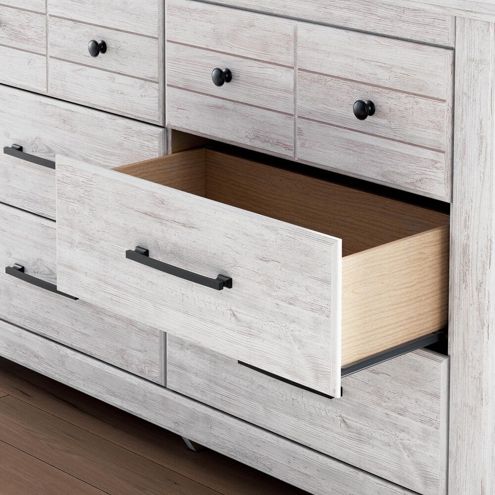 Ashley Makidern 6-Drawer Dresser and Mirror in Whitewash, , large