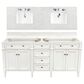 James Martin Vanities Brittany 72" Double Bathroom Vanity in Bright White with 3 cm Eternal Jasmine Pearl Quartz Top and Rectangle Sinks, , large