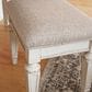 Ashley Realyn Vanity with Mirror and Stool in Chipped White and Brown, , large