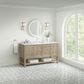 James Martin Vanities Breckenridge 60" Single Bathroom Vanity in Whitewashed Oak with 3 cm Arctic Fall Solid Surface Top and Rectangular Sink, , large