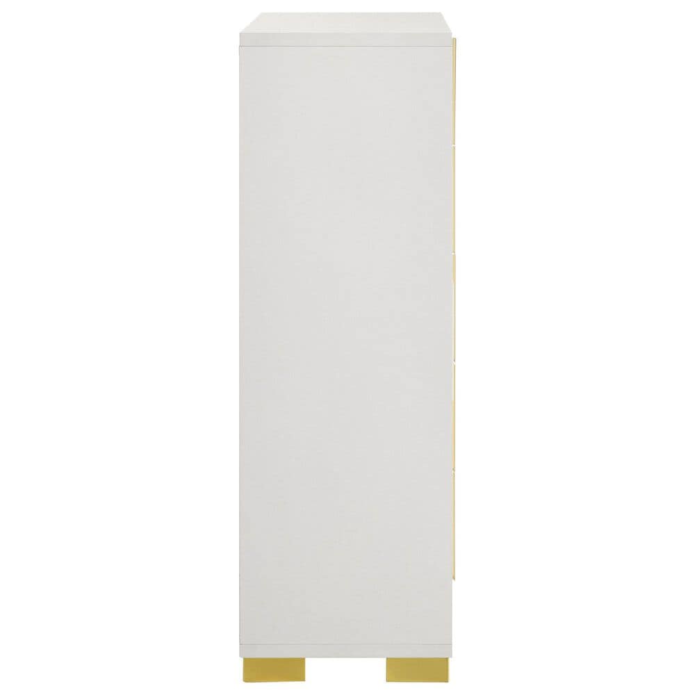 Pacific Landing Marceline 5-Drawer Chest in White and Gold, , large