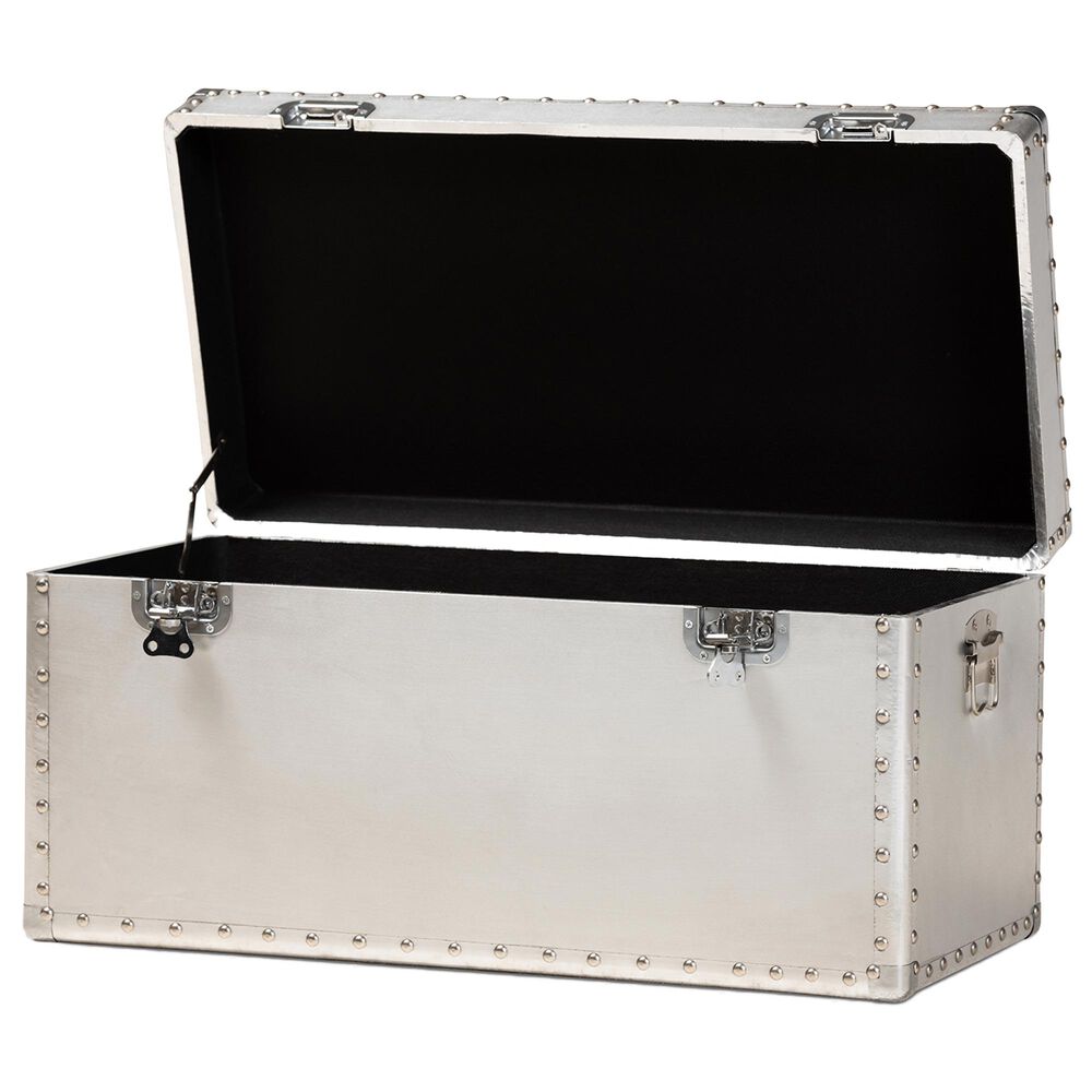 Baxton Studio Serge Storage Trunk in Silver, , large