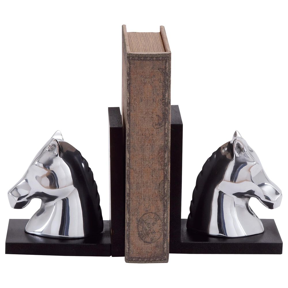 Maple and Jade Modern Aluminum Bookends in Silver (Set of 2), , large