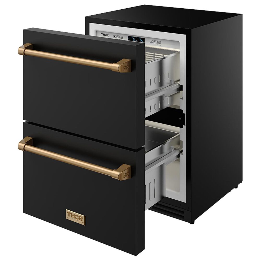 Thor Kitchen Gordon Ramsay 5.4 Cu. Ft. Undercounter Drawer Refrigerator with Bronze Handle Kit in Black, , large