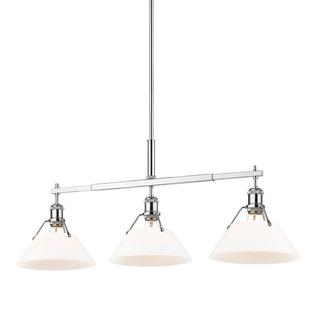Golden Lighting Orwell 3-Light Linear Pendant with Opal Glass Shade in Chrome, , large