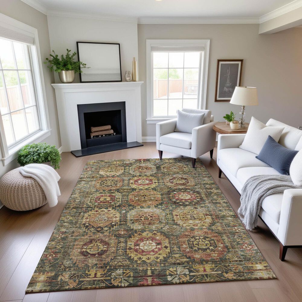 Dalyn Rug Company Silk Road Fern, Olive, Copper, Gold, Paprika, Ivory and Beige 10&#39; x 14&#39; Area Rug, , large