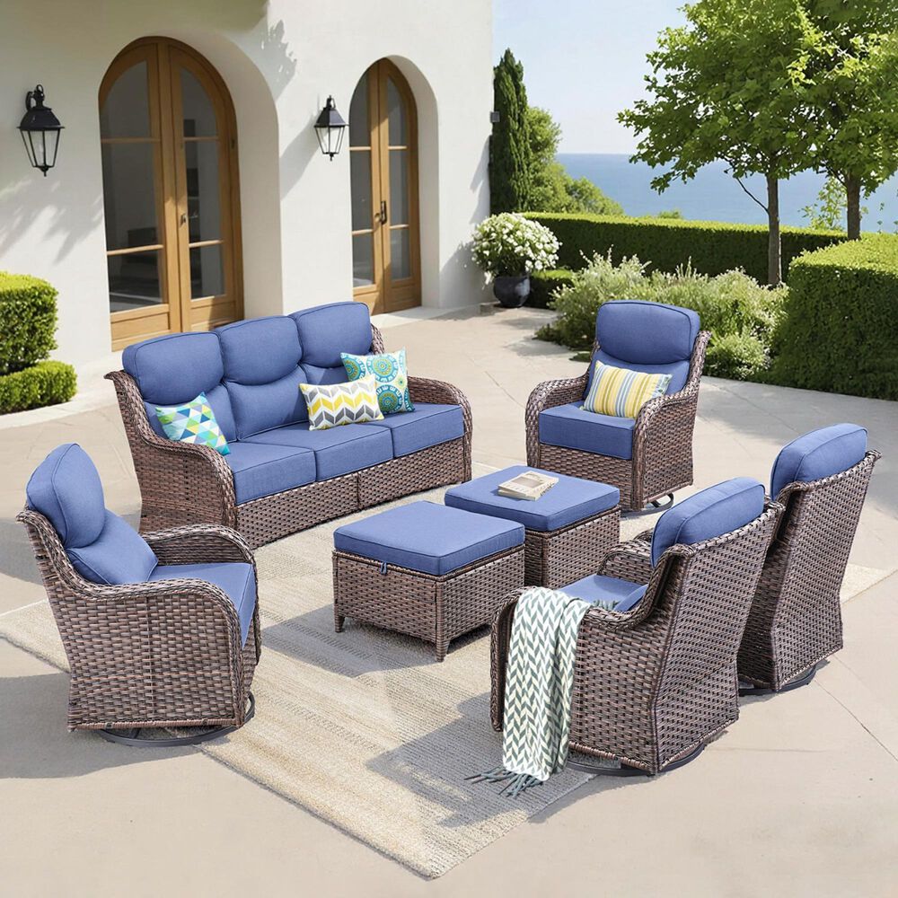 Sunwell Garden 7-Piece Conversation Set in Navy, , large