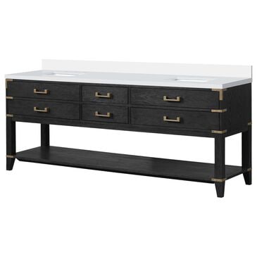 Lexora Home Norwalk 84" Double Bathroom Vanity in Black Oak with White Quartz Top and Rectangular Sinks, , large
