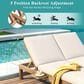 HOMLUX Patio 2-Person Chaise Lounge with Folding Side Tables and Light Teak Frame in Beige, , large
