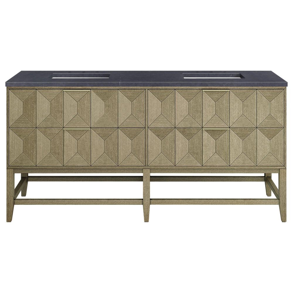 James Martin Vanities Emmeline 72" Double Bathroom Vanity in Pebble Oak with 3 cm Charcoal Soapstone Quartz Top and Rectangular Sinks, , large