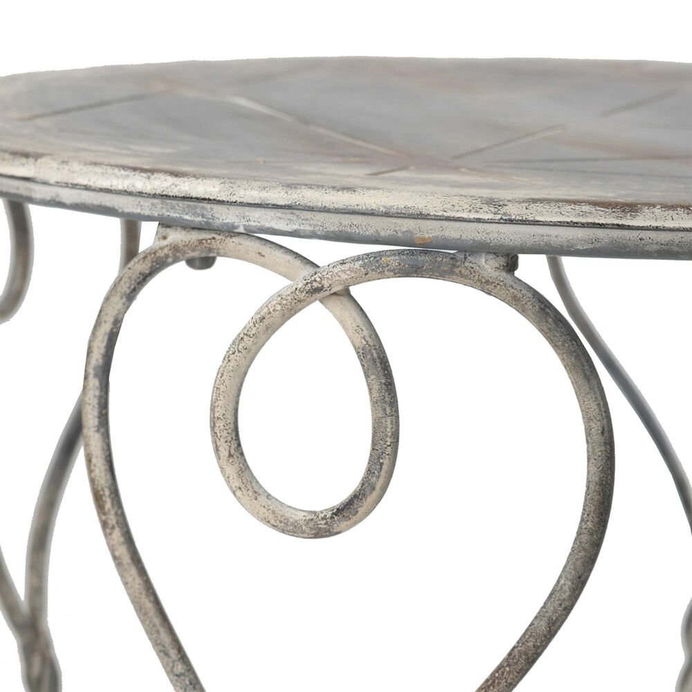 Hearth and Haven Outdoor Round Side Table with Heart Scroll Design in Gray, , large