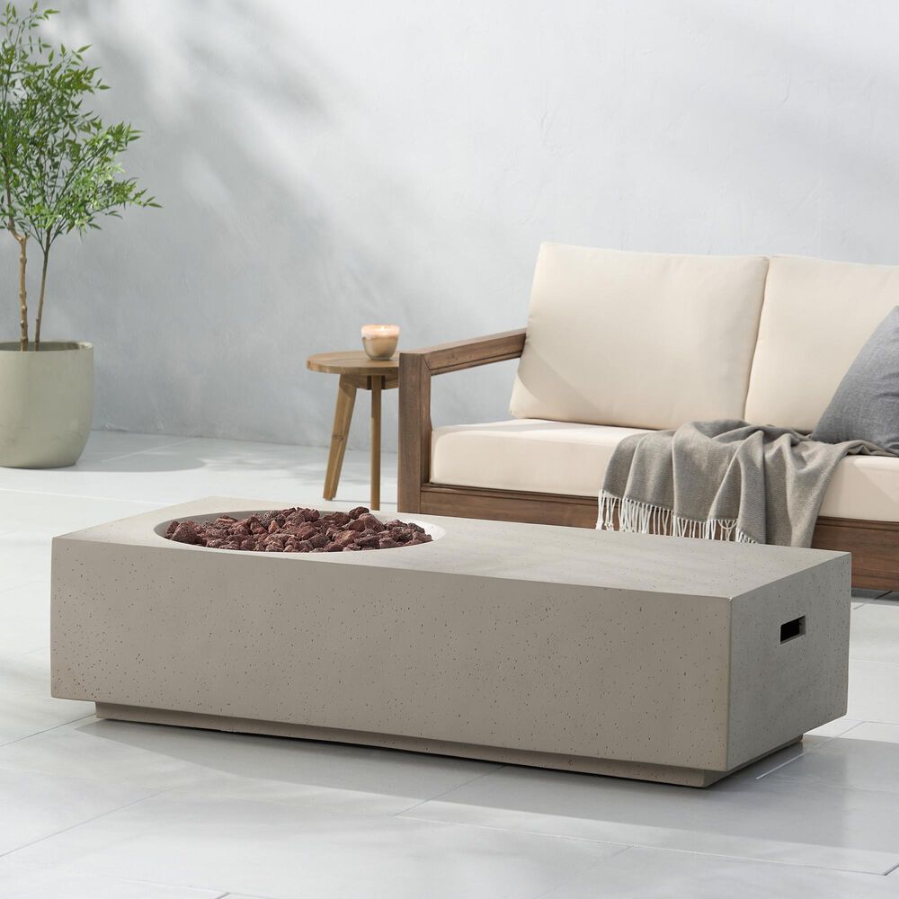 Hearth and Haven Rectangle MgO Concrete Fire Pit in Light Grey, , large