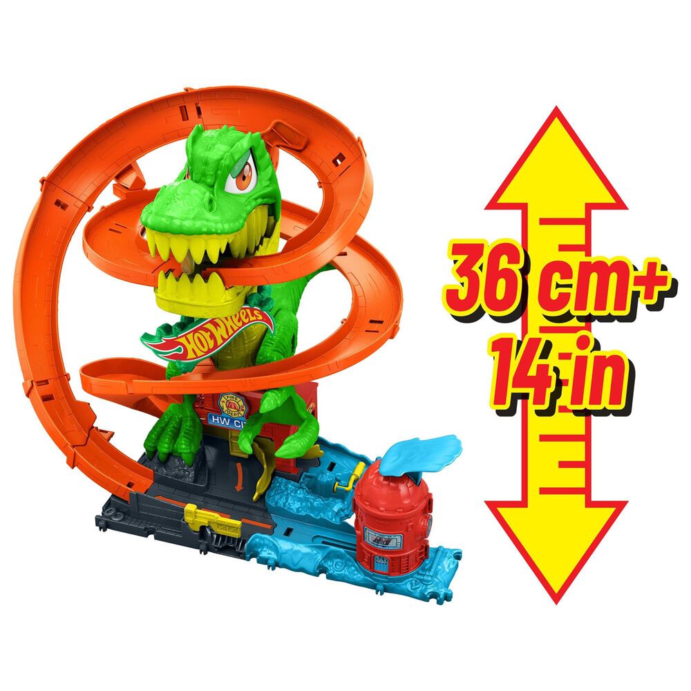 Hot Wheels City T-Rex Blaze Battle Playset with 1:64 Scale Die-Cast Car in Multicolor, , large