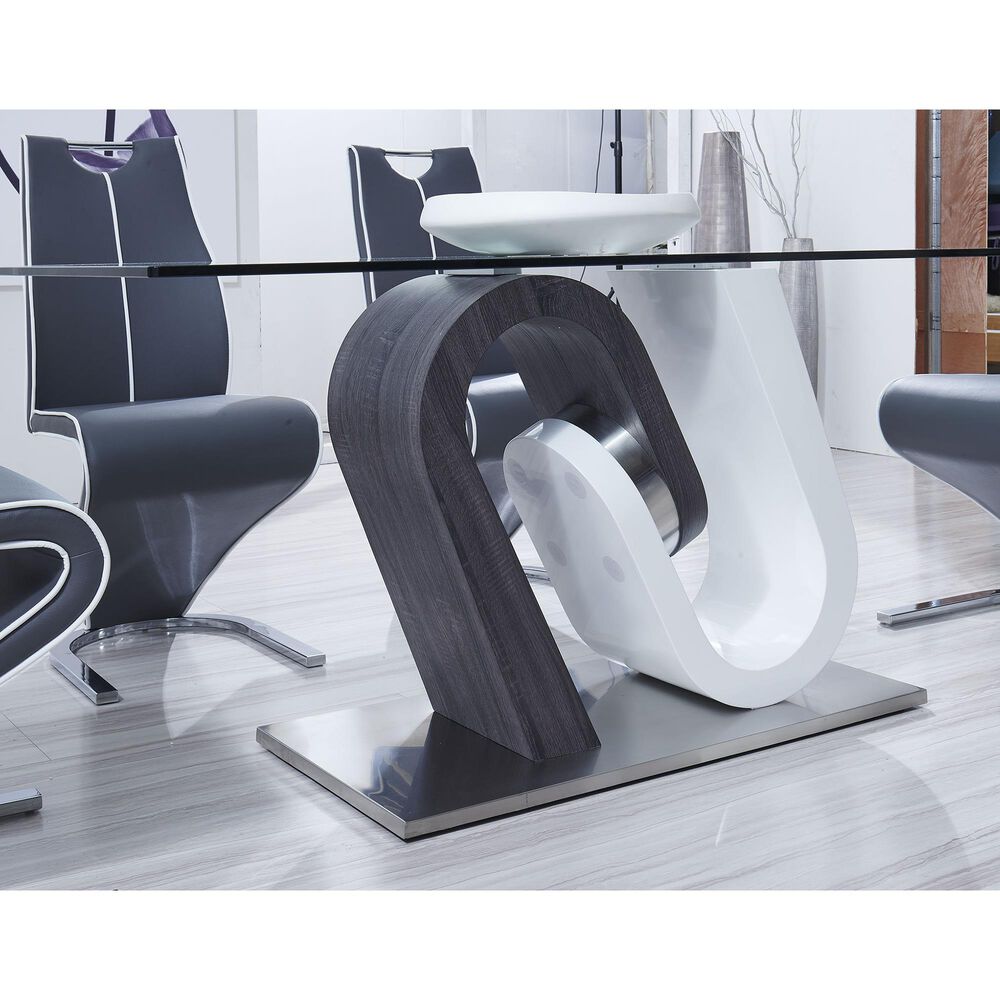 Global Furniture USA Dining Table in Clear, Grey, White and Polished Chrome - Table Only, , large
