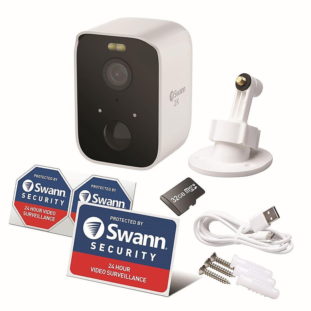 Swann CoreCam Pro Indoor/Outdoor Wire-Free 2K 32GB Micro SD Card with Spotlight &#40;1 Camera&#41;, , large
