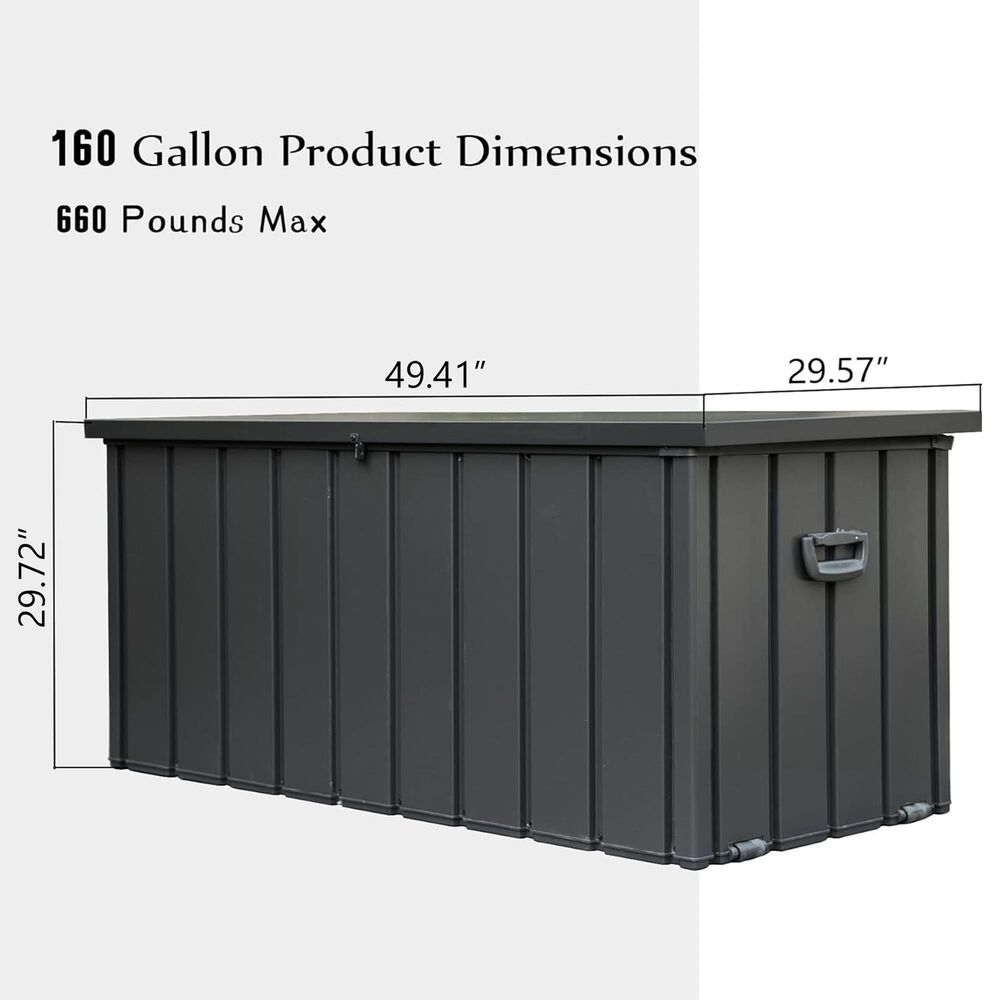 HOMLUX 160-Gallon Outdoor Waterproof Storage Deck Box in Dark Gray, , large