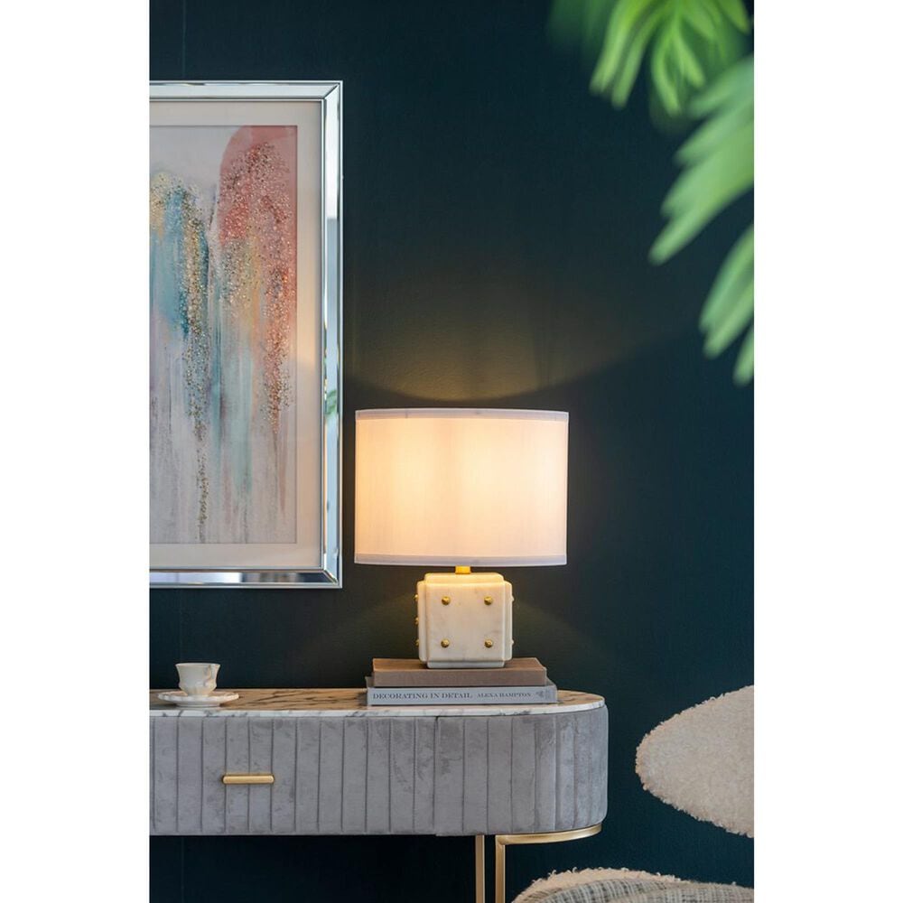 A&amp;B Home Anita Table Lamp with Collapsible Shade in White and Gold, , large