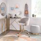 LumiSource Claire Swivel Task Chair with Silver Velvet Cushion in Gold, , large