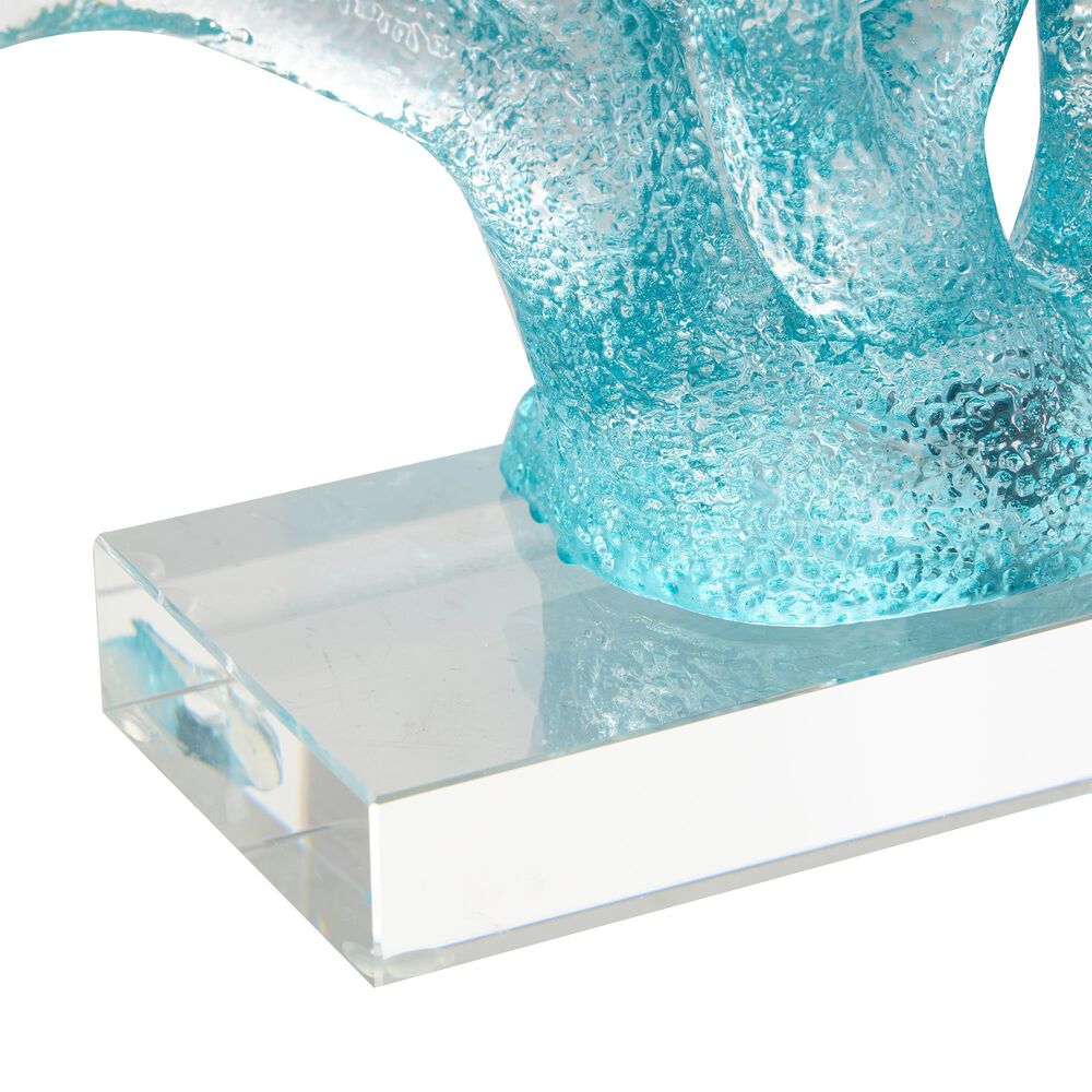 Maple and Jade Coral Ombre Decorative Sculpture with Base in Blue and Clear, , large