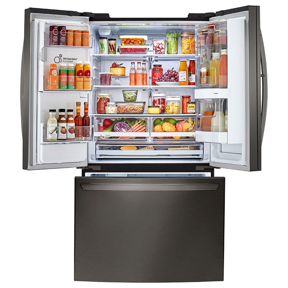 Lg 23 Cu Ft 3 Door French Door Counter Depth Refrigerator With Instaview Door In Door In Black Stainless Steel Nebraska Furniture Mart