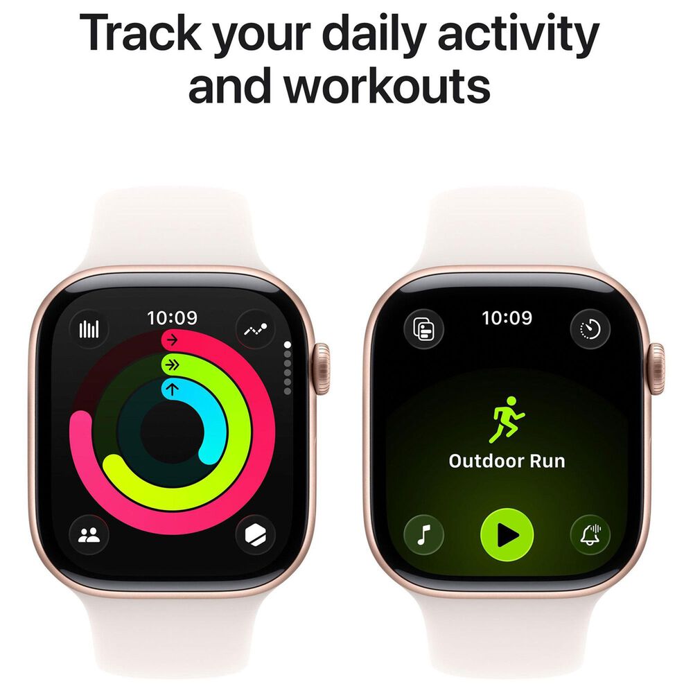 Apple Watch Series 11 (GPS+Cellular) 46mm Aluminum Case with Light Blush Sport Band - S/M in Rose Gold and 2-Year AppleCare+, , large