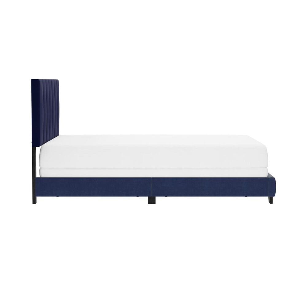 Richlands Furniture Reece Queen Upholstered Panel Bed in Sapphire Blue, , large