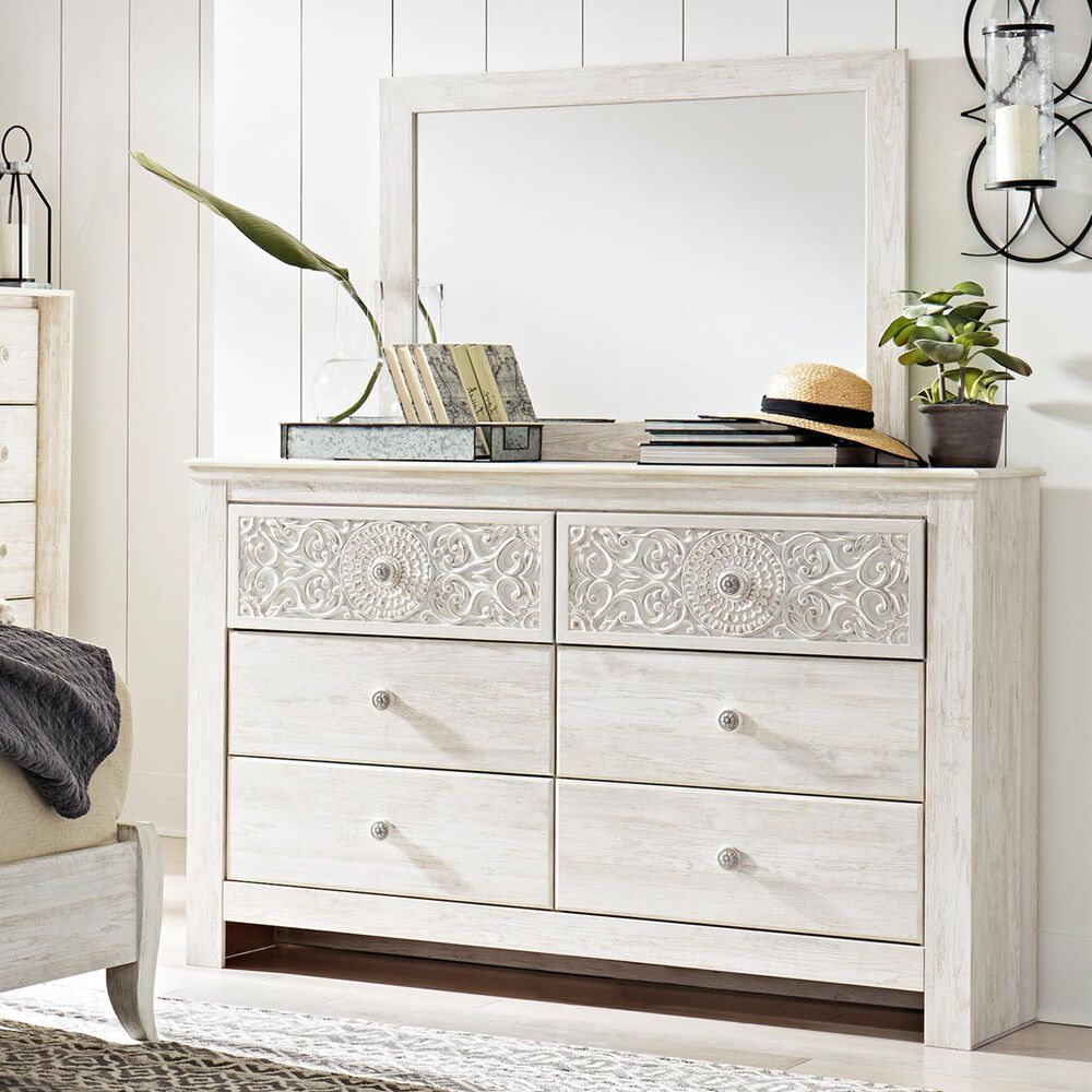 Ashley Paxberry Dresser and Mirror in Whitewash, , large