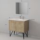 Lexora Home Lancy 36" Single Bathroom Vanity in Rustic Acacia with 2 cm White Quartz Top and Rectangular Sink, , large