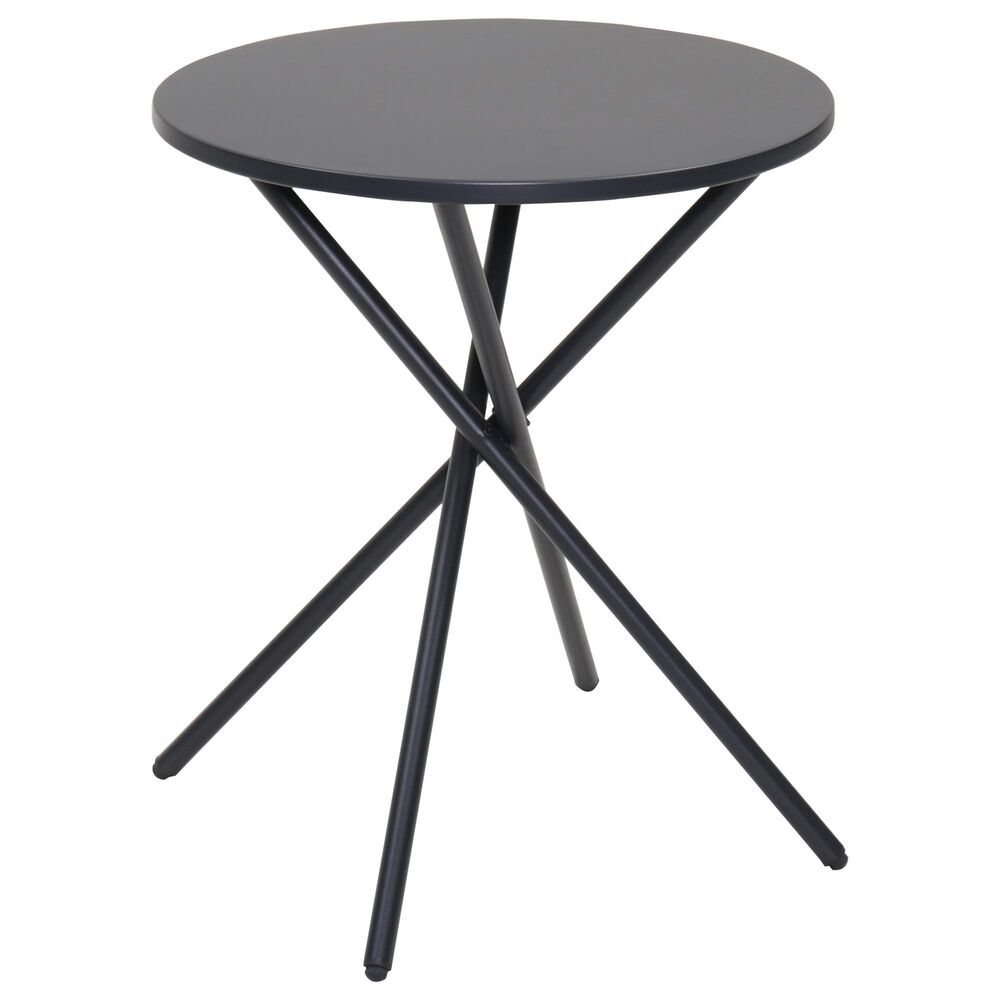 Hearth and Haven 3-Piece Outdoor Round Bistro Set with Beige Cushion in Black, , large