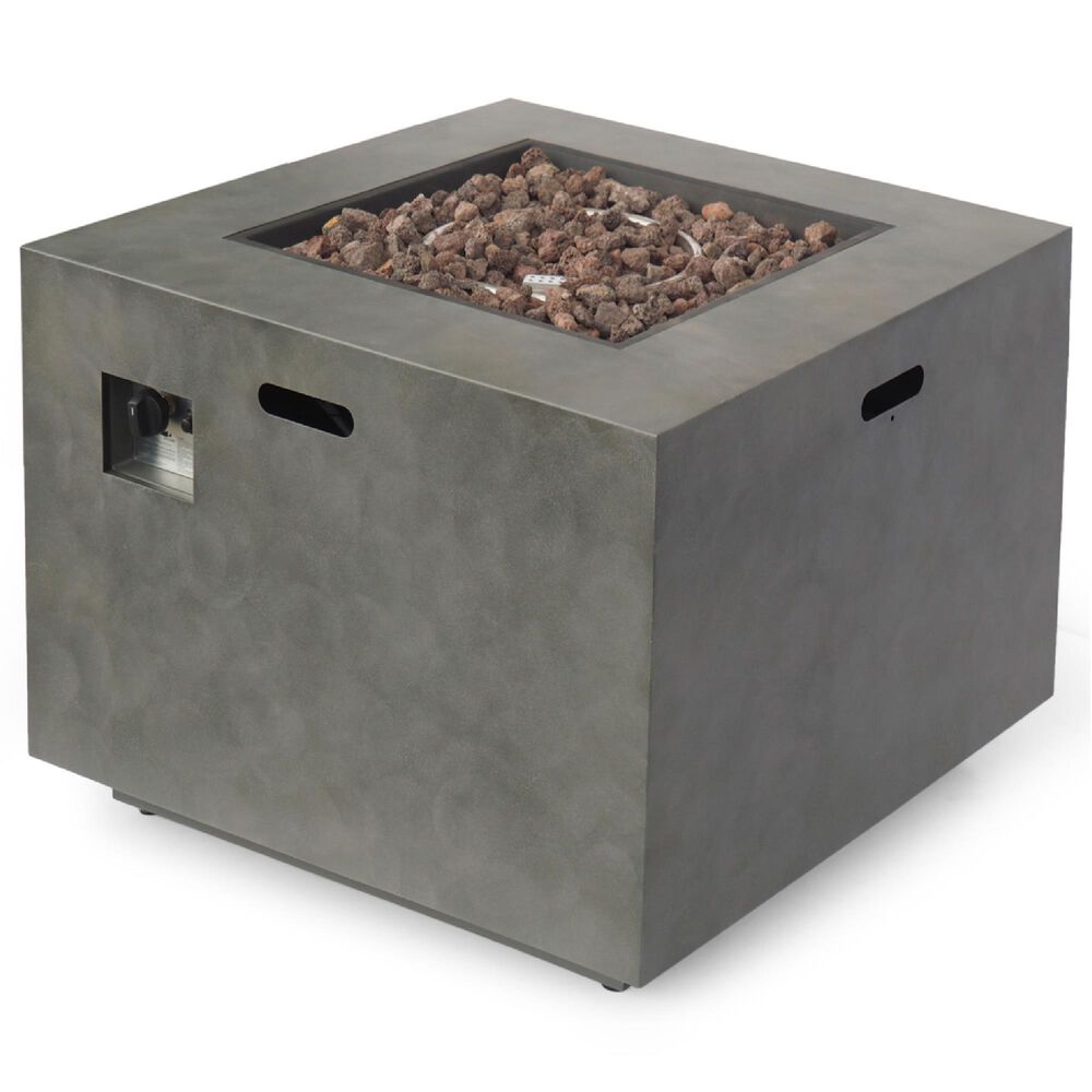 Noble House Wellington 33" Square Concrete-Look Fire Pit in Brushed Brown, , large