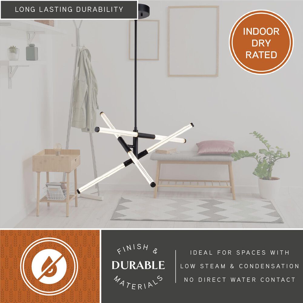 Vaxcel Avalon 3-Light Pendant in Matte Black, , large