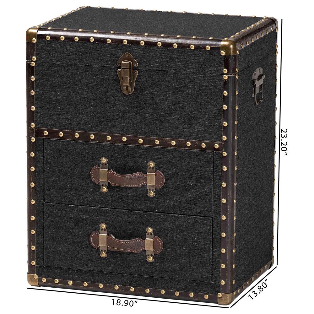 Baxton Studio Agatha 2-Drawer Storage Trunk in Black, , large