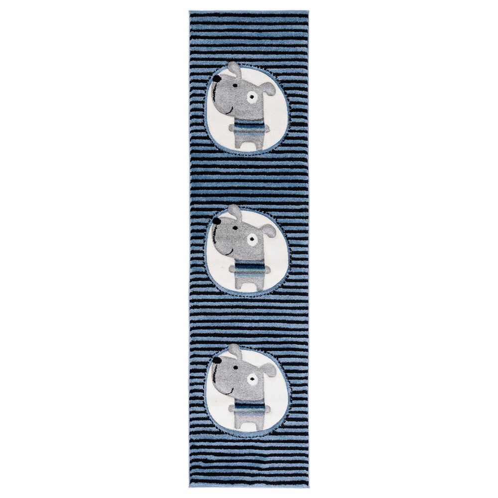 Safavieh Carousel CRK126 2" x 8" Navy and Ivory Kids Runner, , large