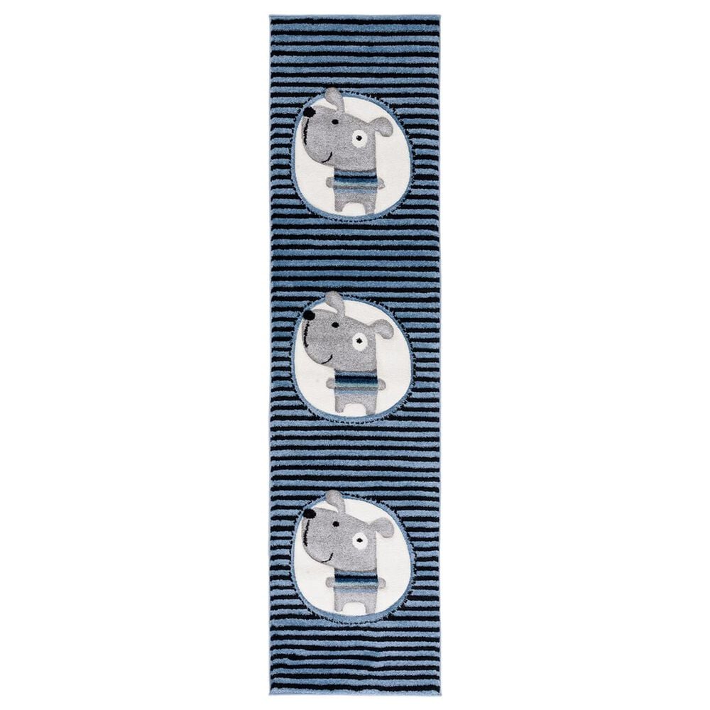 Safavieh Carousel CRK126 2" x 8" Navy and Ivory Kids Runner, , large