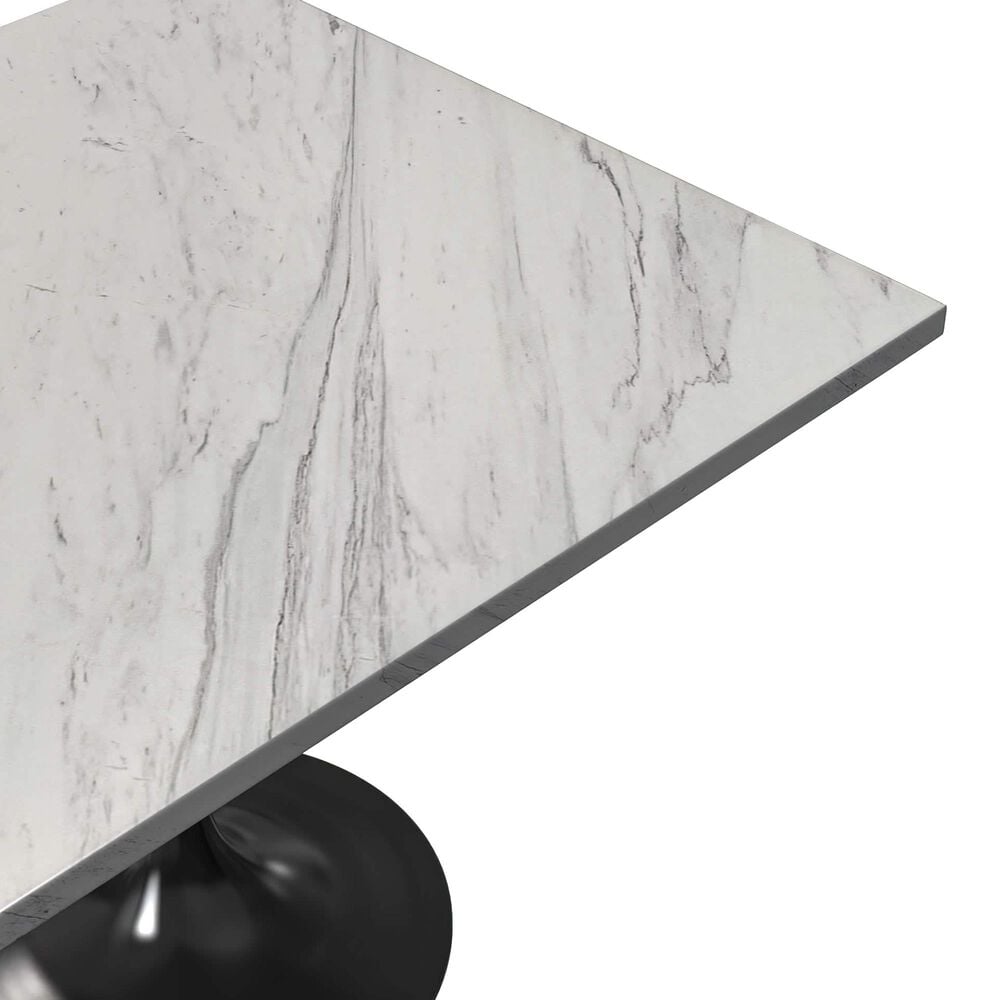 Leisuremod LeisureMod Verve Collection 36 Square Dining Table, Black Base with Laminated White Marbleized Top, , large